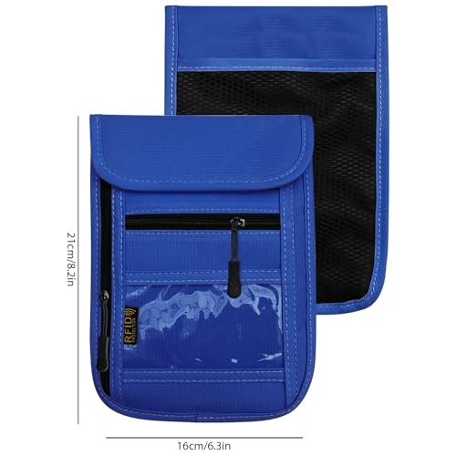 RFID Blocking Travel Neck Wallet Pouch and Passport Holder, Travel Neck Pouch Passport Holder for Women & Men - Blue - color: Blue