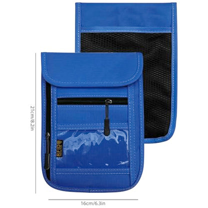 RFID Blocking Travel Neck Wallet Pouch and Passport Holder, Travel Neck Pouch Passport Holder for Women & Men - Blue - color: Blue