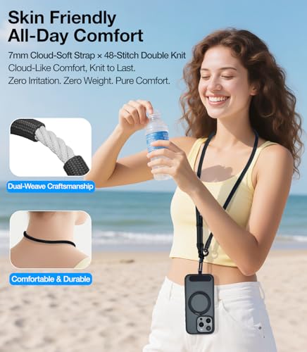 Phone Lanyard Crossbody, 3-in-1 Neck Strap& Wrist Strap, Adjustable Anti-Theft Lanyard with 2 Phone Tether Tabs, Universal Cell Phone Strap for iphone 17 pro max,Travel Essential, Red - color: Red