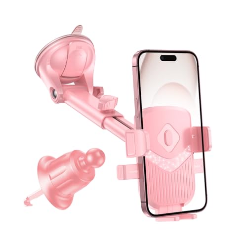 360-Degree Phone Mount for Dash Windshield or Vent, Pink - color: Pink