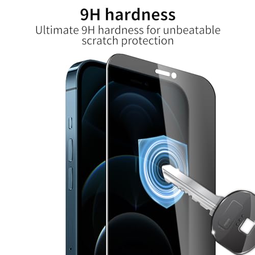 3 Pack Privacy Screen Protector for iPhone 12 Pro Max with 3 Pack Camera Lens Protector, 9H Hardness Double Shatterproof Anti-Spy Tempered Glass Film, Easy Installation - size: iPhone 12 Pro Max