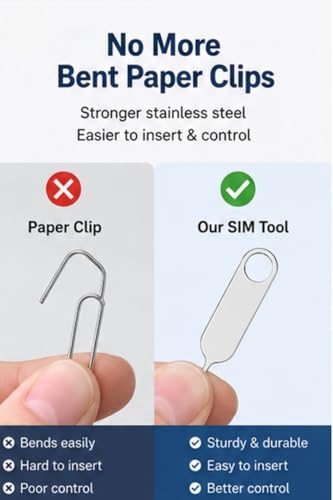 2 Pack PHONSUN Universal Sim Card Tray Removal Tool SD Opening Eject Pin fits Keyring for iPhone iPad Samsung Galaxy Google Pixel Motorola Phones (Key Ring is not Included) - size: 2 Pack Large