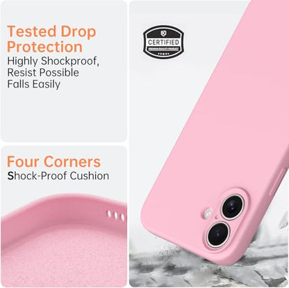 Compatible with iPhone 16 Case, Liquid Silicone Upgrade [Camera Protection] [Soft Anti-Scratch Microfiber Lining] Shockproof Phone Case (Pink) - color: Pink, size: iPhone 16