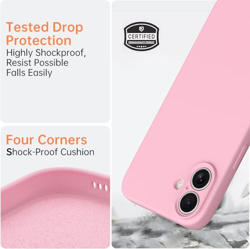 Compatible with iPhone 16 Plus Case, Liquid Silicone Upgrade [Camera Protection] [Soft Anti-Scratch Microfiber Lining] Shockproof Phone Case (Pink) - color: Pink, size: iPhone 16 Plus