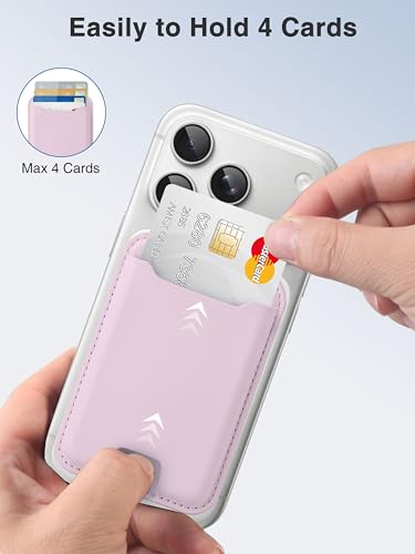 TopMade for MagSafe Wallet, Strongest Magnetic Phone Wallet, 4 Cards Holder - color: Pink
