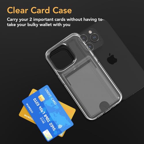 for iPhone 15 Pro Clear Card Case - Hybrid Slim Fit Wallet with Card Holder, TPU + PC, Anti-Yellowing, 6.1" 2023 - color: Clear, size: iPhone 15 Pro