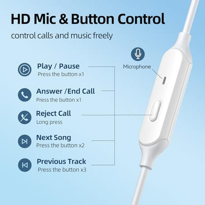 Wired Earbuds with Microphone, In-ear Headphones Wired with Stereo Sound,Noise Isolating Cord Headphones with Mic,Lightweight 3.5mm Earphones Corded for Laptops,Tablets,MP3 and Other 3.5mm Devices