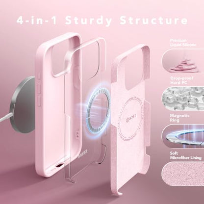 GONEZ Magnetic for iPhone 15 Pro Case, Silicone Cover Chalk Pink - color: A-Chalk Pink, size: Iphone 15 Pro