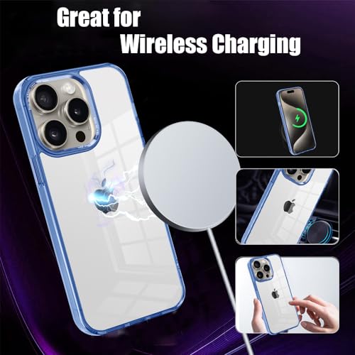 CcacHe Designed for iPhone 15 Pro Case,[Anti-Yellowing] [Military-Grade Protection] Anti-Scratch Transparent Back Slim Shockproof Phone Cover 6.1 Inch (Blue) - color: Blue