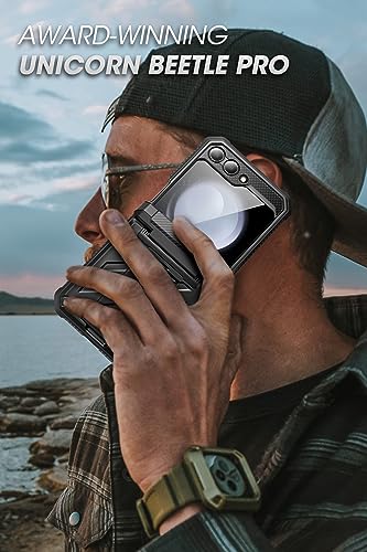 SUPCASE for Samsung Galaxy Z Flip5 5G Case with Kicktand, Black | Detachable Belt-Clip, Hinge Protection, Front Screen Protector, Full Body Military-Grade Phone Cover, Unicorn Beetle Pro
