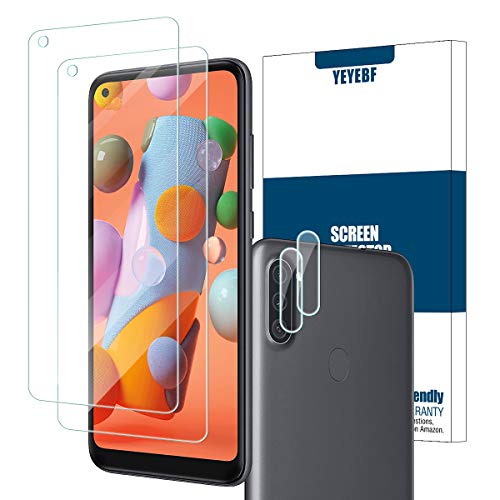 Galaxy A11 HD Clear Tempered Glass Screen Protector + Camera Lens Protectors, [2+2 Pack] [3D Glass] [Anti-Glare] [Bubble-Free] Screen Protector Glass For Samsung Galaxy A11 - size: Galaxy A11
