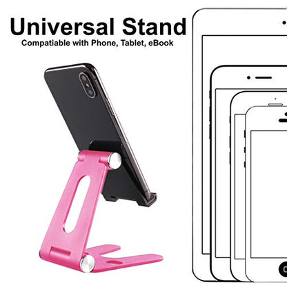 Cell Phone Tablet Fully Foldable Stand Dock Holder Cradle Mount Organizer Charger Station Table Desk Bed Office School Kitchen Travel Portable Adjustable Multi-Angle Aluminum (Rose Gold) - color: Rose Gold