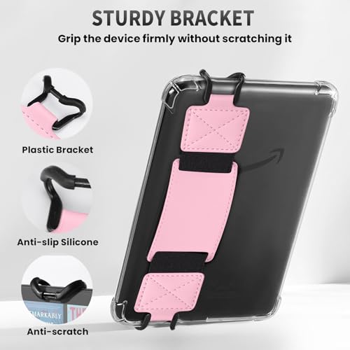 MoKo 2 Pack Hand Strap for 6-8" Kindle eReaders Tablets, Pink+Marble Pink - color: Pink+Marble Pink