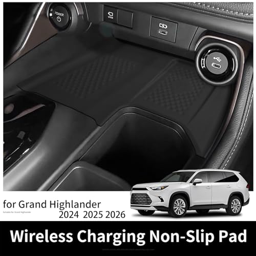 for 2026 2025 2024 Toyota Grand Highlander Wireless Charging Anti-Slip Mat,Silicone Protective Pad Liners for Grand Highlander Accessories