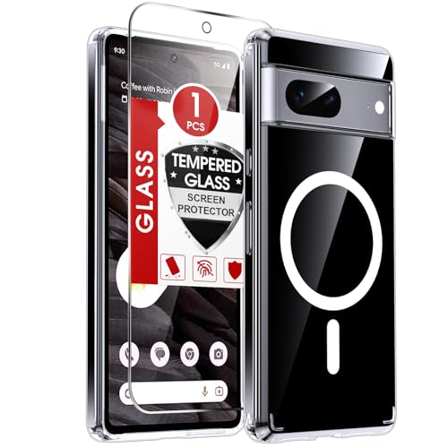 LeYi for Pixel-7A Case: Google Pixel 7A Phone Case [Mag-Safe Fit] with Screen Protector & Raised Camera Guard, Non-Slip Shockproof Protective para Pixel 7A Case Celulares Unlocked Mobile, Clear - color: Clear, size: Pixel 7a (6.1 Inch)
