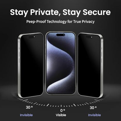 2 PACK Privacy Screen Protector for iPhone 17e/iPhone 16e, [27° Anti-Spy] 9H Hardness Shatterproof Tempered Glass with [Easy Installation Frame with Auto Dust Removal] Bubble Free, Case-Friendly, HD Full Coverage - size: iPhone 17e/16e