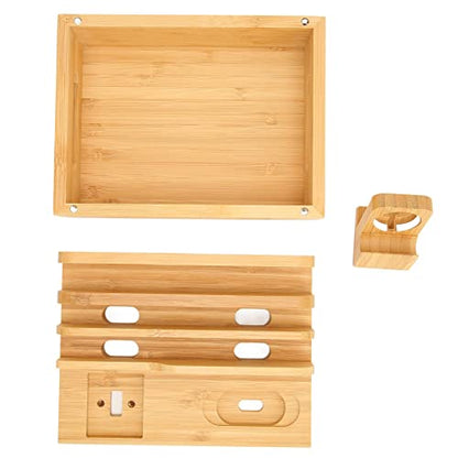 Bamboo Multi Device Charging Station Organizer for Phone, Tablet and Watch, Compact Charging Dock Stand