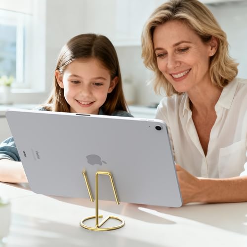 Metal Cell Phone Stand for Desk, Cute One-Piece Phone Holder, Stable Desktop Display Dock for iPhone, iPad, Samsung, Tablets & All Mobile Phones, Gold - color: Gold