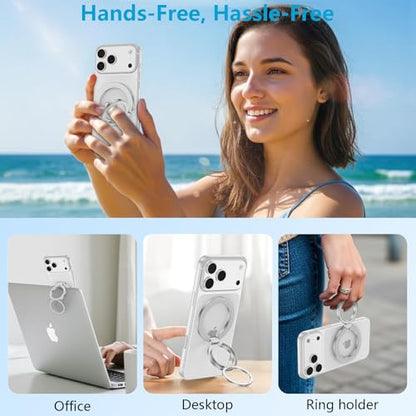 Magnetic Phone Grip, MagSafe Phone Ring Holder Two-Sided Magnet Kickstand - color: silver