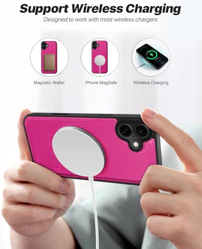 OCASE for iPhone 17 Detachable Wallet Case with Card Holder, 2 in 1 PU Leather Flip Folio with RFID Blocking Stand Wrist Strap Shockproof Phone Cover 6.3 Inch 2025, Rose - color: Rose, size: iPhone 17