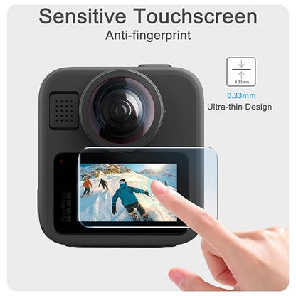 FiTSTILL Tempered Glass Screen Protector for Go Pro MAX2/MAX360 2025/MAX Fusion(2019),Scratch Resistant LCD Tempered Glass Film 9H Hardness Guard Touch Sensitive Easy Installation Accessory - size: For Go Pro max 2/2019/2025