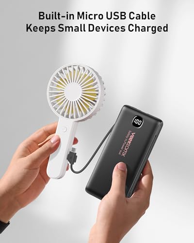 Portable Charger Power Bank Built in Cables and Wall Plug, 10000mAh iPhone Battery Pack Fast Charging, USB C External Slim Power Bank, Travel Essentials Compatible with iPhone 17 16 15 14 iPad, Black - color: Space Black