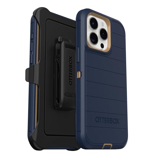 OtterBox iPhone 15 Pro Max (Only) - Defender Series Case - Blue Suede Shoes - Screenless - Rugged & Durable - with Port Protection - Holster Clip Includes - Microbial Defense Protection - color: Blue Suede Shoes