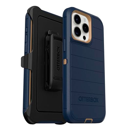 OtterBox iPhone 15 Pro Max (Only) - Defender Series Case - Blue Suede Shoes - Screenless - Rugged & Durable - with Port Protection - Holster Clip Includes - Microbial Defense Protection - color: Blue Suede Shoes