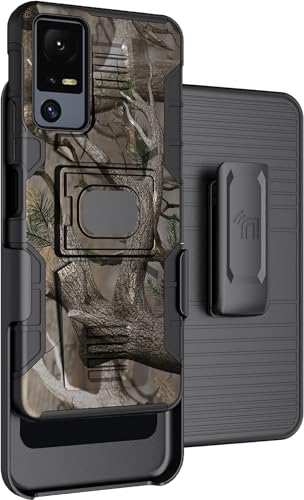 Nakedcellphone Rugged Combo for Jitterbug Smart 4 Phone Case - Camo | Hybrid Cover + Belt Clip Holster, Rotating Holder, Ring Grip, with Kickstand, Mounting Plate, Fits Lively Smart4 or TCL 40XL - color: Camo