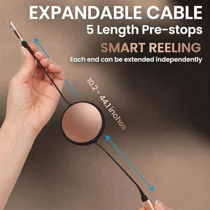 120W Fast Multi Charging Cable, 6 in 1 Retractable Charger (Ebony Golden) - color: Ebony Golden