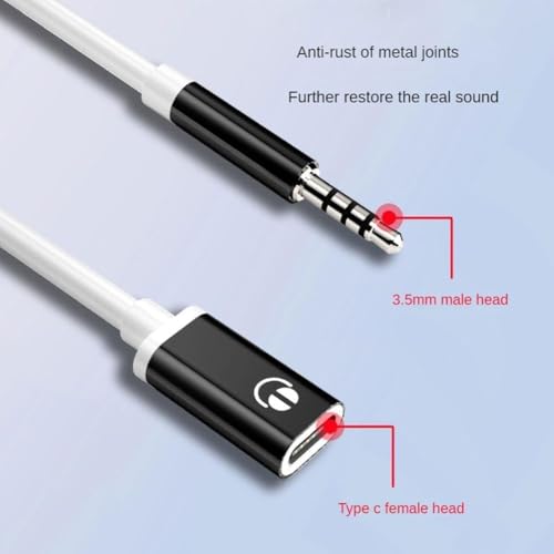Red Type-C to 3.5mm Audio Adapter - Universal Analog Audio Cable for Smartphones, Laptops and Gaming Headphones, Durable Earphone Adapter with Noise Cancellation