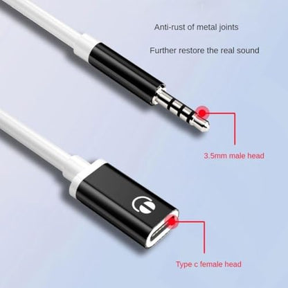 Red Type-C to 3.5mm Audio Adapter - Universal Analog Audio Cable for Smartphones, Laptops and Gaming Headphones, Durable Earphone Adapter with Noise Cancellation