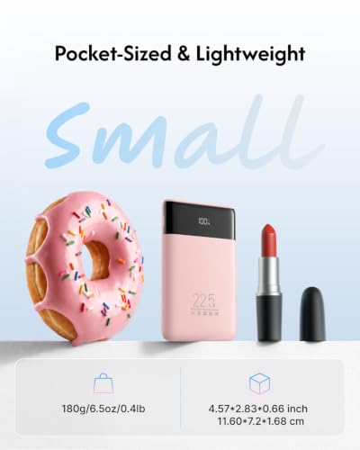 VEGER 10000mAh 22.5W Fast Charging Portable Charger with Built-in Cables - color: Pink