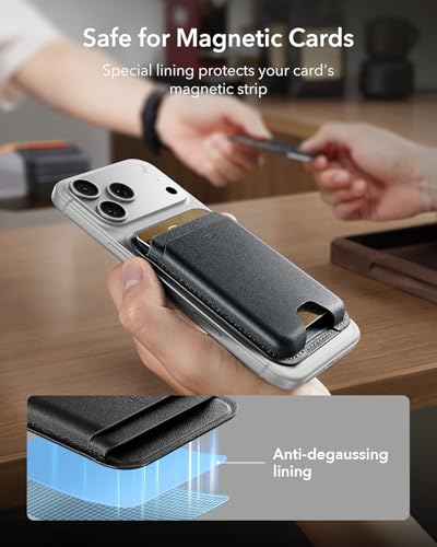 ESR for MagSafe Wallet, 5 Card Holder for Phone Case, RFID Blocking | MagSafe Sticker Included, Slim Magnetic Wallet for iPhone 17 Pro Max 17e 16 15 14 13 12 Series, Selected Samsung Galaxy,Black - color: Black