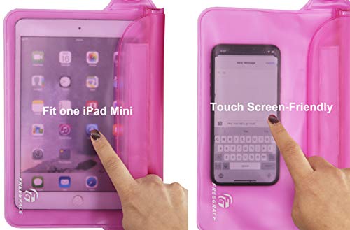 Freegrace Waterproof Pouches with Waist Strap / Pouch Case Bundle Set- Keep Your Phone & Valuables Dry and Safe - Waterproof Dry Bags for Boating Swimming Snorkeling Kayaking Beach Water Parks Pool - color: Pink & Case