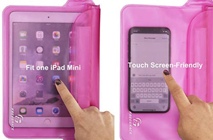 Freegrace Waterproof Pouches with Waist Strap / Pouch Case Bundle Set- Keep Your Phone & Valuables Dry and Safe - Waterproof Dry Bags for Boating Swimming Snorkeling Kayaking Beach Water Parks Pool - color: Pink & Case