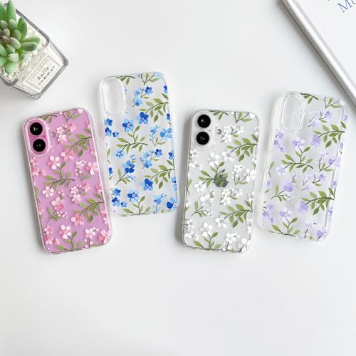 NITITOP Compatible with iPhone 15 Pro Case Clear Cute Flower - White | Branch, Floral, Precision camera cutouts, For girl woman, Slim fit, Soft TPU, Shockproof - color: White