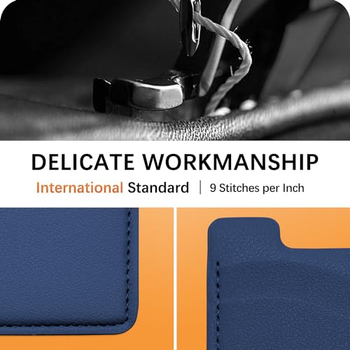 Phone Wallet, Leather Phone Card Holder, Stretchy Card Holder Back of Phone | Credit Card Holder for Phone Case Compatible with Most of Cell Phone (iPhone, Samsung) - 2Pack Navy Blue - color: Navy Blue