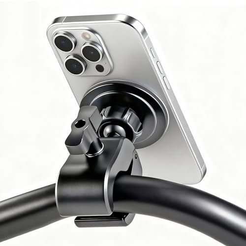 Magnetic Phone Holder Clamp Mount –Strong Magnet Mount for Gym, Microphone Stand, Treadmill, Stroller, Spin Bike, Golf cart, Handlebar,Dia 0.4-2" Rod, compatible with iPhone 16 15 14 13 12 series