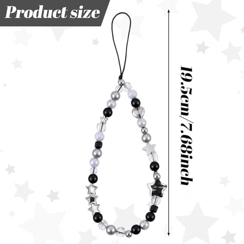 2PCS Beaded Camera Wrist Strap, Cool Black Star Phone Lanyard