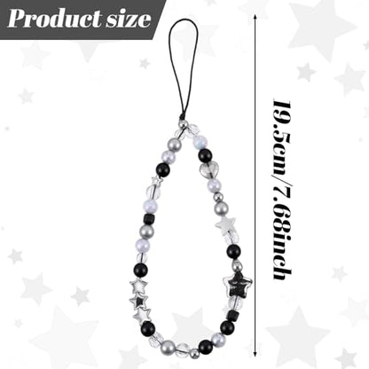 2PCS Beaded Camera Wrist Strap, Cool Black Star Phone Lanyard