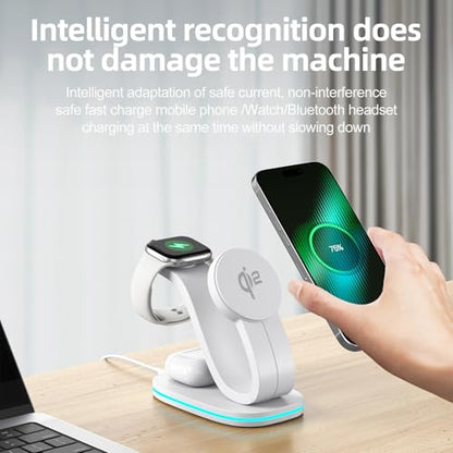 2026 New Fast 15W 3 in 1 Charging Station for iPhone Compatible Magnetic