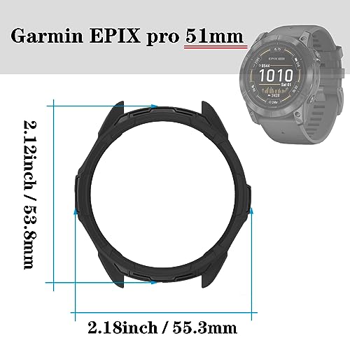 Screen Protector for Garmin Epix pro 51MM/Fenix 7X and TPU Protective Case | HUADU,9H Tempered Glass Film,Anti-Scratch,High Definition,Full Coverage,Soft Watch Cover - size: Garmin EPIX pro 51MM