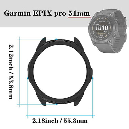 Screen Protector for Garmin Epix pro 51MM/Fenix 7X and TPU Protective Case | HUADU,9H Tempered Glass Film,Anti-Scratch,High Definition,Full Coverage,Soft Watch Cover - size: Garmin EPIX pro 51MM