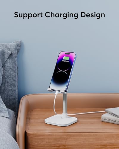Cell Phone Stand, Phone Holder for Desk, Office Desktop iPhone Stand - color: White