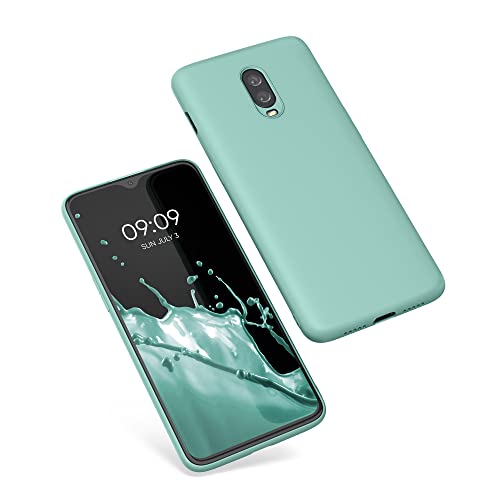kwmobile Case Compatible with OnePlus 6T Case - Slim Protective TPU Silicone Phone Cover - Mint Matte - color: mint matte