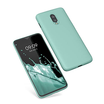 kwmobile Case Compatible with OnePlus 6T Case - Slim Protective TPU Silicone Phone Cover - Mint Matte - color: mint matte