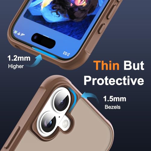 SKYLMW Compatible with iPhone 16 Case with Stand,Desert Brown | iPhone 16 Phone Case 6.1",Magnetic Ring Stand,Compatible with MagSafe,Military-Grade Protection,Great Grip Feeling - color: Desert Brown, size: Iphone 16