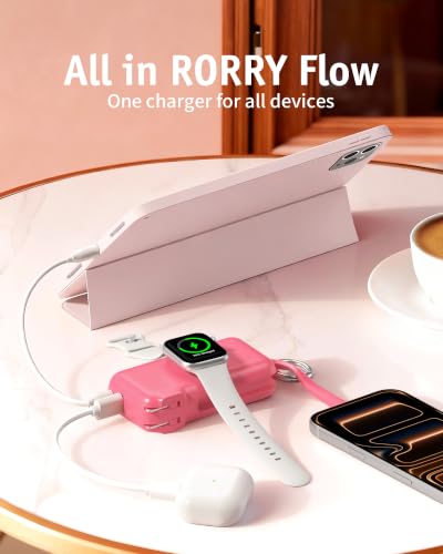 RORRY Flow Portable Charger 10000mAh 40W Wall Plug Power Bank Battery Pack - color: Berry Red