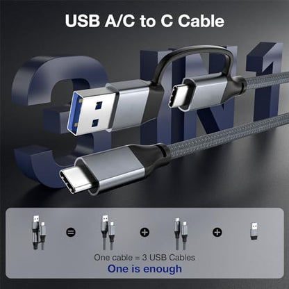 240W USB C Cable 6.6FT, 20Gbps USB C 3.2 Gen 2 Cable, USB to USB C Cable - color: Gray, size: 6.6ft
